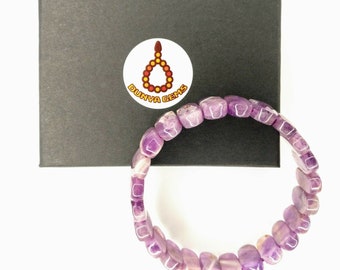 Elegant Genuine Amethyst Faceted Bracelet Elastic Stretch Christmas Gift for Her 503