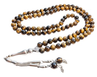 99-Bead Tigers Eye Gemstone Namaz Worry Beads Dhikr Zikir Namaz Tesbih Dua 913