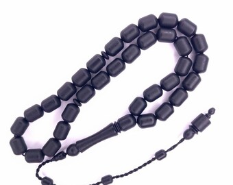Black Prayer Beads from German Fiber, Alman Fiber Tesbih Muslim Tasbih Subha 303