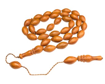 33 Juniper Seed Worry Beads, ANDIZ Tesbih, Tasbih Prayer Beads, Turkish Komboloi, Muslim Rosary Misbaha Subha (Colour GETS DARKER) 160