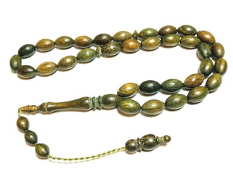 33 Greenwood Prayer Beads, Green Wood Worry Yesil Pelesenk Agaci Tesbih Tasbih Rosary Misbaha Subha 868