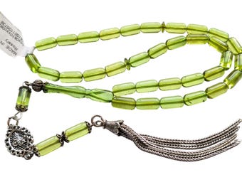 Enhanced Green Baltic Amber Rosary Tasbih Damla Kehribar Tesbih Misbaha 486