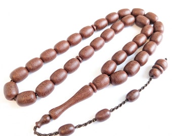Brown Fiber Worry Beads Tesbih Tasbih Misbaha Subha Turkish Komboloi Eid Gift (10.5mm x 8.0mm (+/- 10%) 808