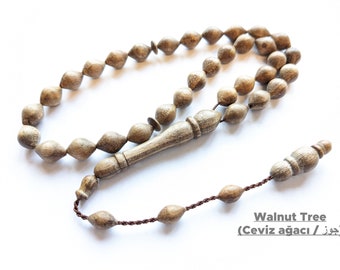 Turkish Wooden Prayer Beads Tasbih Agac Tesbih (EACH Wood has different PATTERN) Tasbeeh Worry Beads (Walnut Plane Redwood Padauk)
