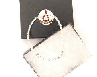 Elegant Genuine Pearl Gemstone 2.5 mm Skinny Bracelets with sterling silver 939
