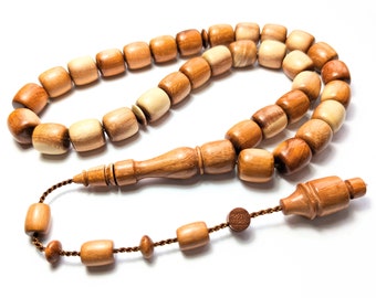 Doublefaced Mediterranean Buckthorn Wood Prayer Beads, Worry Beads Kordiken Agac Tesbih Tasbih Rosary Tasbeeh Komboloi Misbaha Subha 074