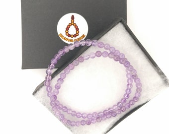 Set of 2 Genuine Gemstone 4-4.5 mm Dainty Bracelets with elastic cord, Amethyst, Red Agate Green Agate Rose Quartz Tigers Eye Christmas Gift