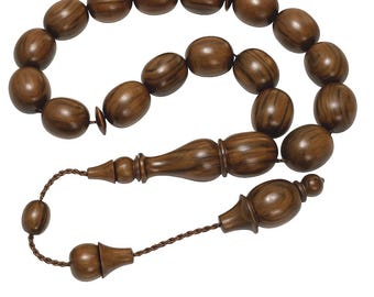 Dark Holly Oak Wood Prayer Beads, Oak Worry Mese Agac Efe Tesbih Maskot Tasbih Rosary Misbaha 737