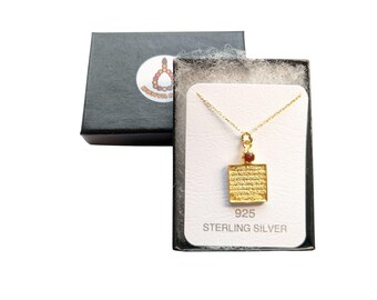 Small Size Gold Plated Ayatul Kursi Necklace 925 Silver 40-45cm chain Ayetel 190 (script is not possible to read due to size and plating)