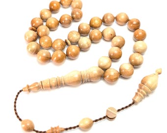 Doublefaced Mediterranean Buckthorn Wood Prayer Beads, Worry Kordiken Agac Tesbih Tasbih Rosary Misbaha 450