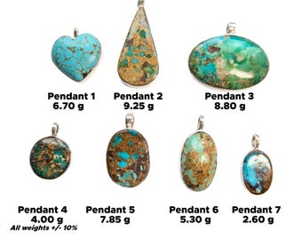 Genuine Turquoise Silver Pendant Feroza Firuze 925 Silver Pendant (Natural Surface Not Fully Smooth!)