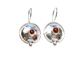 Agate Earring, Turkish Jewellery, Aqeeq, Aqiq, 925 Sterling Silver (Oxidised) Oriental Design Akik Valentine Gift 813