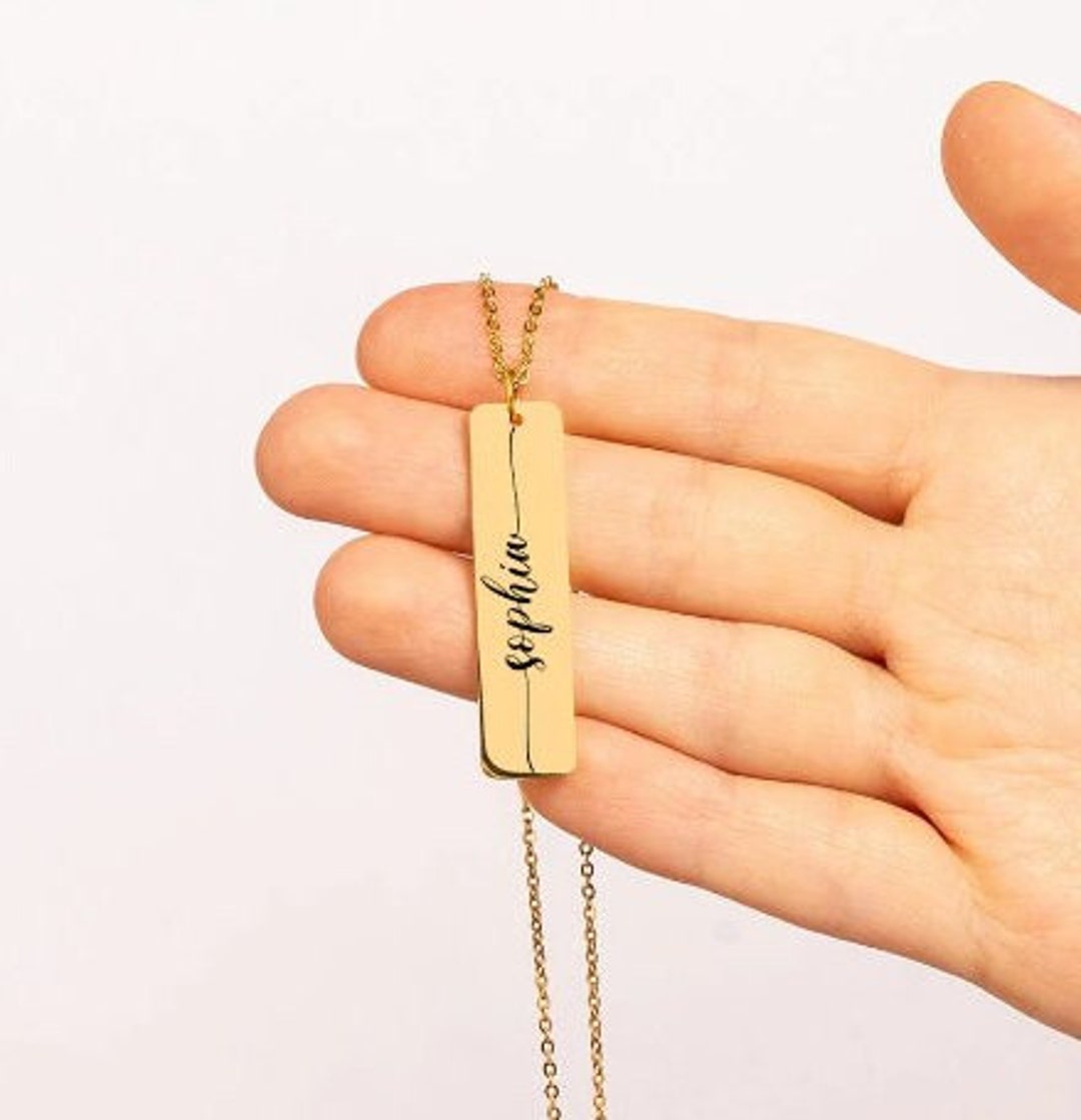 Personalized Bar Name Necklace Gift for Mom Custom Name Etsy