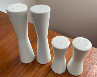 LaGardo Tackett / Kenji Fujita style set of 4 sculptural salt & pepper shakers in white porcelain