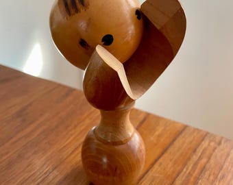 vintage creative Sosaku Kokeshi doll, unusual form. artist signed. made in Japan.