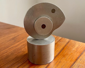 vintage tabletop sculpture signed Goshkin / aluminum / biomorphic / brutalism