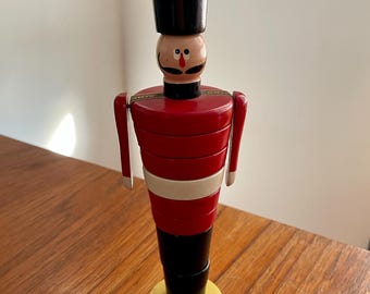 Brio, Sweden painted wooden soldier stacking toy puzzle / 1960s