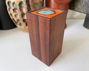 rare Alfred Klitgaard 1950s rosewood box by with inset enamel tile by Bodil Eje.