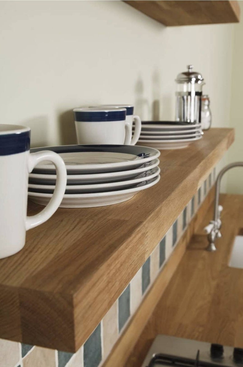 Custom Size Solid Oak 2.2cm Floating Shelf 22mm Thickness Handcrafted