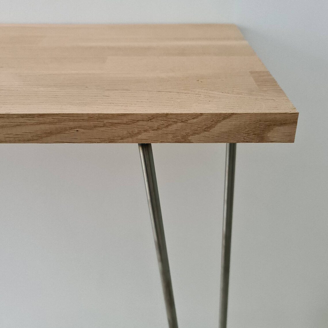 Solid Oak Console Table Radiator Shelf Hairpin Legs Etsy