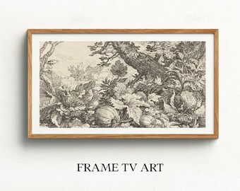 Samsung Frame TV Art, Pumpkin Patch Fall Frame TV Art, Vintage Autumn Sketch, Digital Download for Samsung Frame TV, Fall Instant Download
