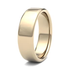 5mm Men's Yellow Gold Flat Wedding Band, FLAT, POLISHED or MATTE, Solid Gold Wedding Band for Men and Women, 5mm Plain Gold Band Ring