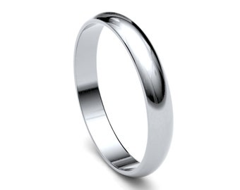 PLATINUM 2mm Dome D Shaped Wedding Band Ring, Eternity Ring, Engagement Ring, 2mm Band, 2mm Ring, Full UK Hallmark, Handmade to Order