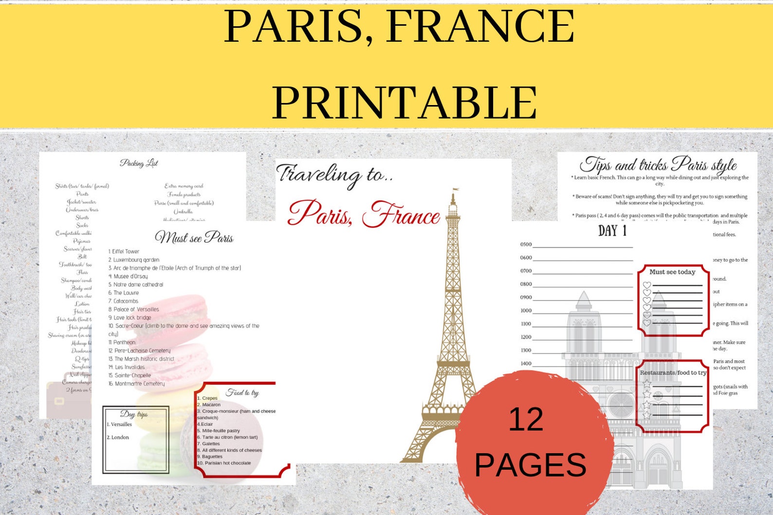 Paris printable travel printable vacation printable. | Etsy