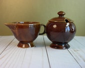 Vintage Amberstone Fiestaware Marmalade Jar and Creamer