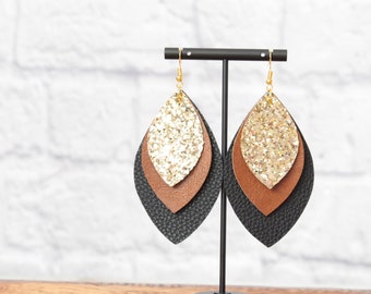 Drop Dangle Small Oval Brown Earrings Western Teardrop {2} Leather Earrings Chevron Brown Faux Leather Earrings Brown Jewelry
