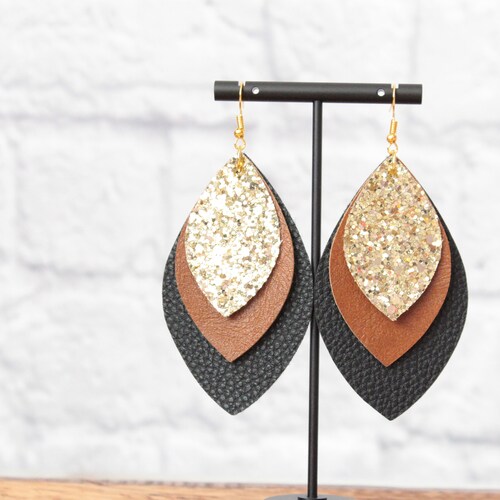 Stripe Genuine Leather/faux Leather Earrings Etsy