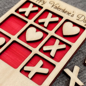 Valentinstag Tic-Tac-Toe Spielkarten SVG-Datei Download für Kinder Klassenzimmer Valentinstag Einzigartige Idee für Mädchen Herzen Party Geschenk Glowforge Datei