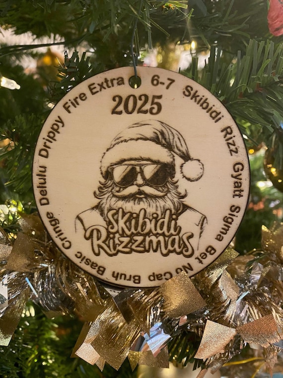 2025 Skibidi Rizzmas Tween Slang Ornament SVG Laser Cut File (Digital Download)