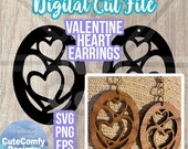Heart Collage Earrings SVG Cut File (Commercial Use) Valentine Love Jewelry Design