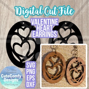 Heart Collage Earrings SVG Cut File (Commercial Use) Valentine Love Jewelry Design