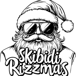 Skibidi Rizzmas SVG Laser Glowforge Arquivo Download instantâneo Engraçado Ensino Fundamental Adolescente Tween Gíria Rizz Papai Noel Professor Enfeites de Natal
