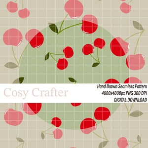 Summer Cherry Seamless File | Hand-Drawn Seamless Pattern PNG