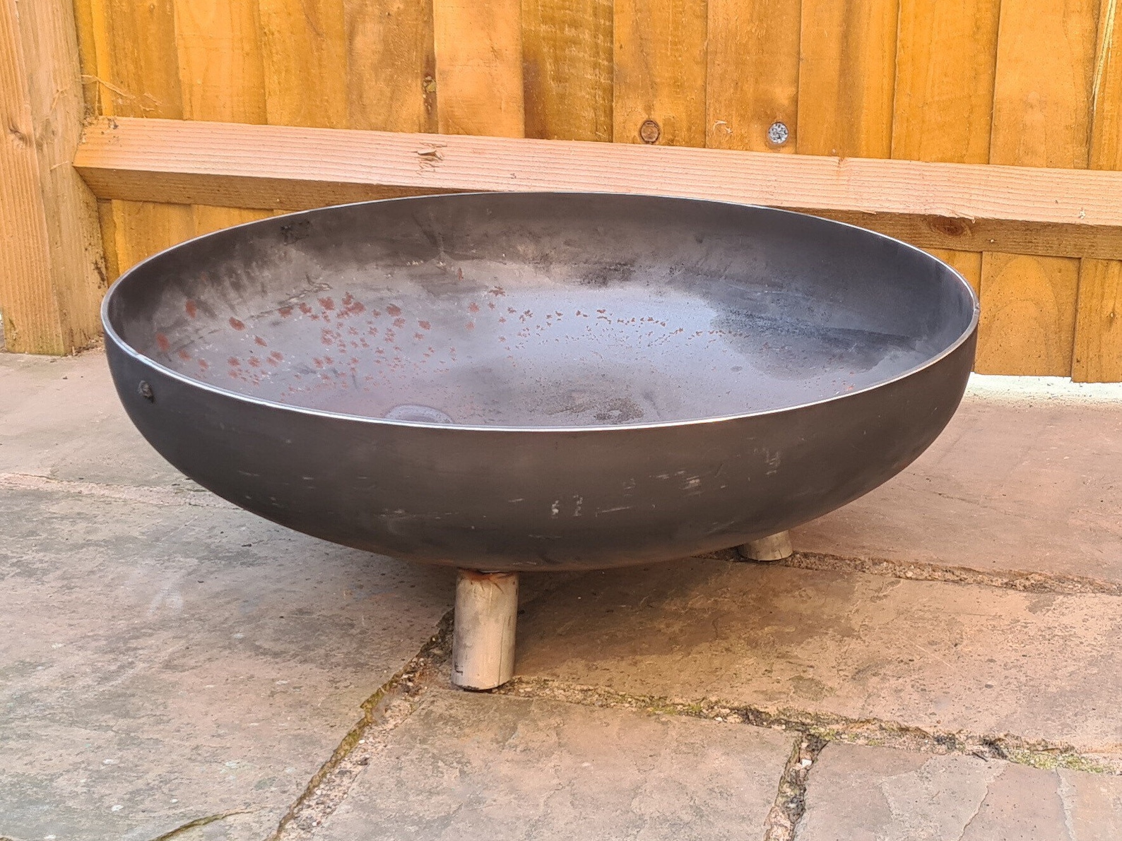 Large Sleek Fire Pit Bowl / Rustic Solid Steel Dish / Etsy
