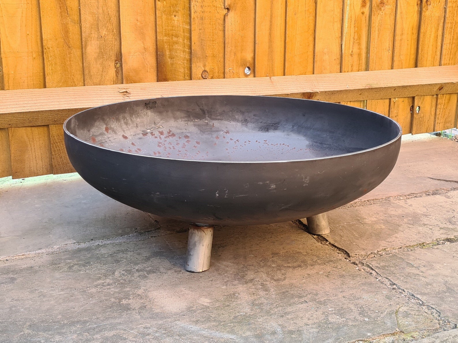 Large Sleek Fire Pit Bowl / Rustic Solid Steel Dish / Etsy