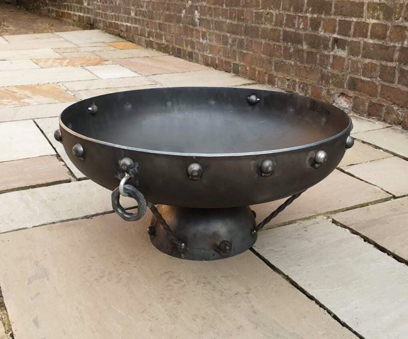 Large Fire Pit Bowl / Rustic Solid Steel Dish / Traditional Etsy
