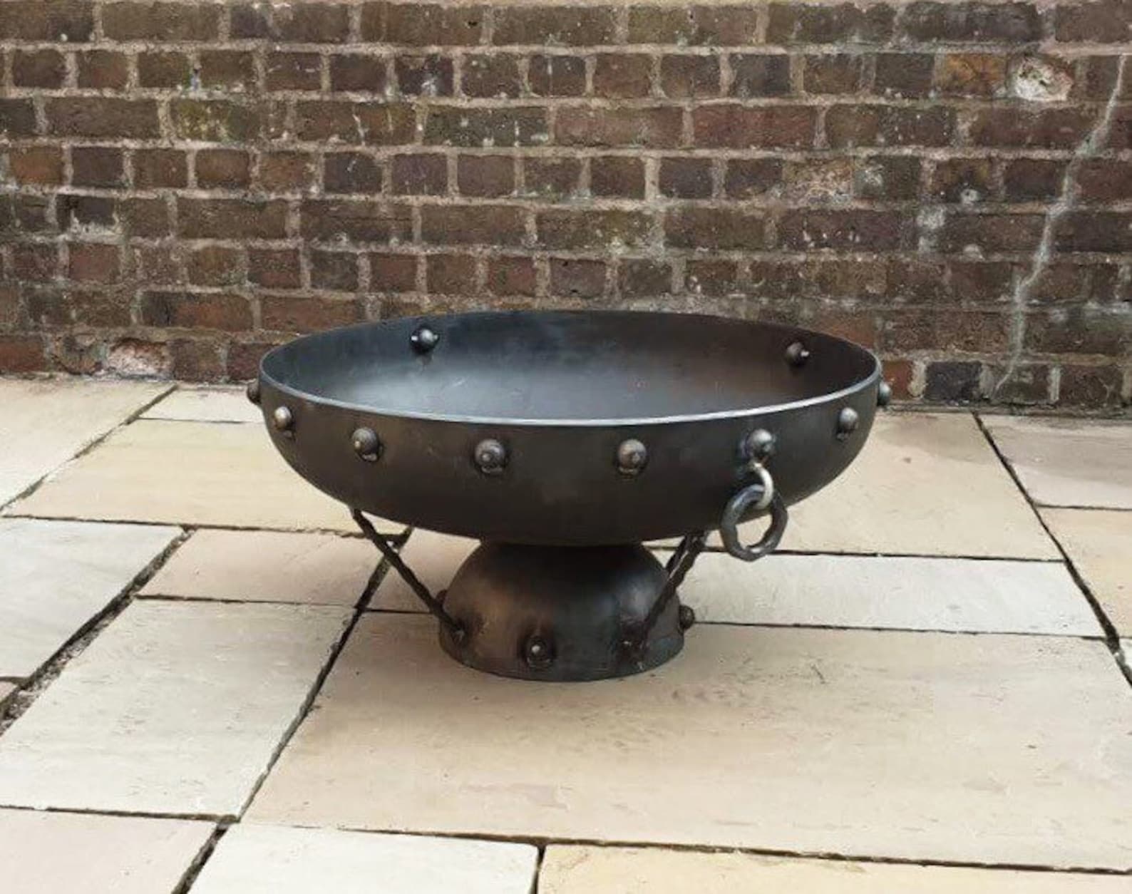 Large Fire Pit Bowl / Rustic Solid Steel Dish / Traditional Etsy