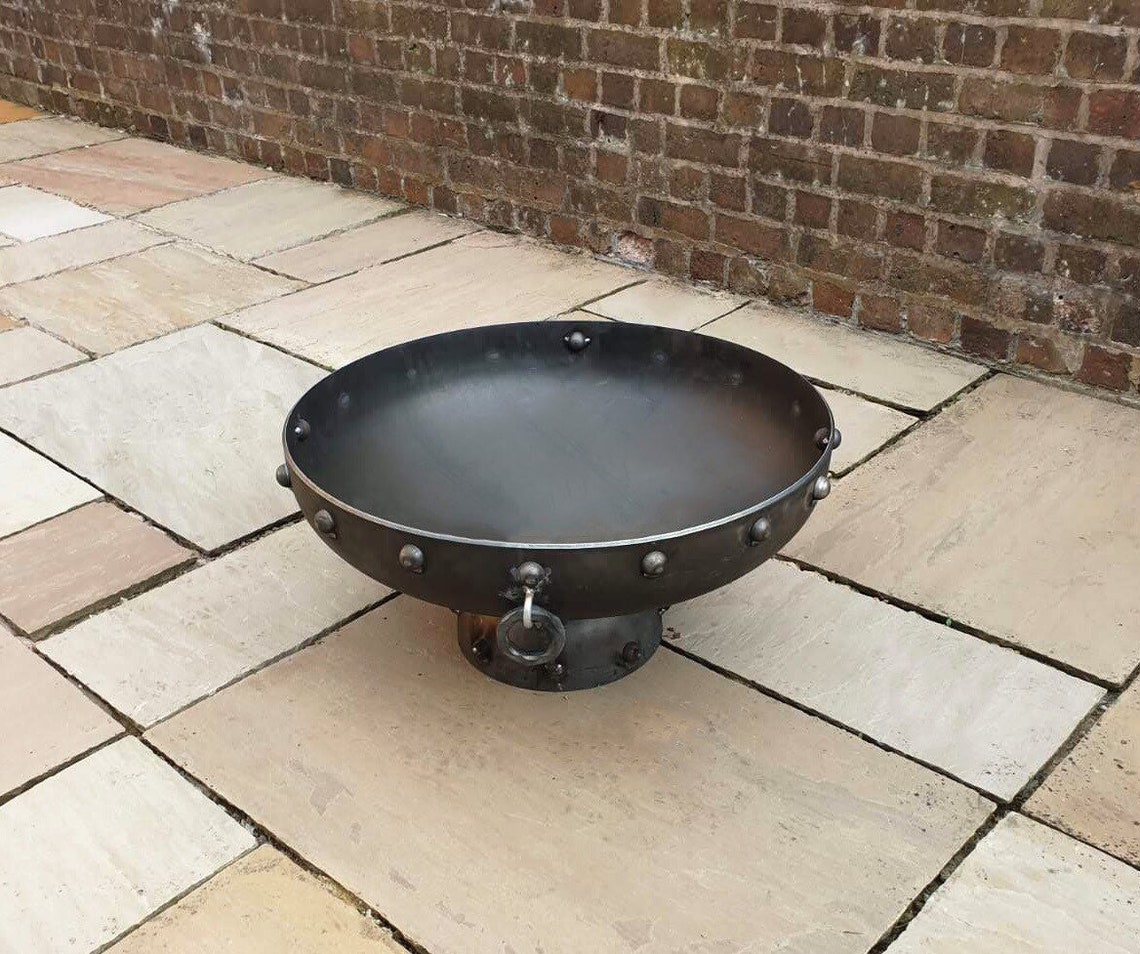 Large Fire Pit Bowl / Rustic Solid Steel Dish / Traditional Etsy