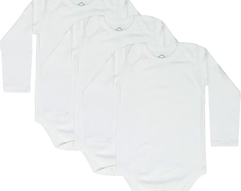 CBObaby Long Sleeve Bodysuits For All Ages, White Envelope Neck 3- Pack