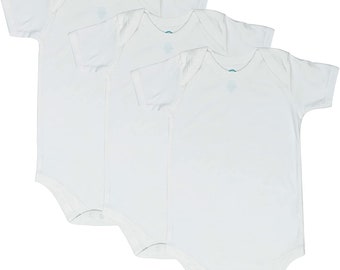 CBObaby Short Sleeve Bodysuits For All Ages, White Envelope Neck 3- Pack