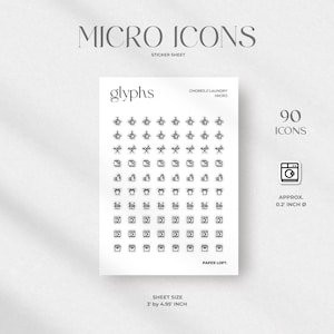LAUNDRY Essentials - Micro Icons | Planner stickers | Bullet Journal | Functional Planning | Funtional Stickers | Minimal | Hobonichi