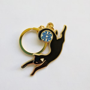 Black Cat Good Luck Enamel Keychain