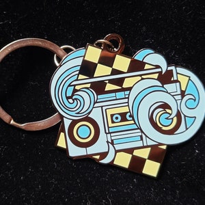 Retro Chill Wave Enamel Keychain