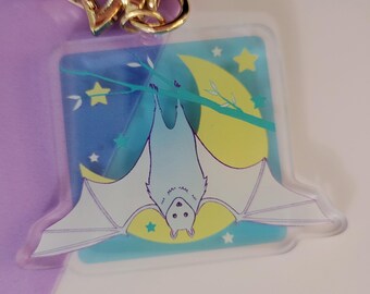 Moonlight Blue Bat Keychain