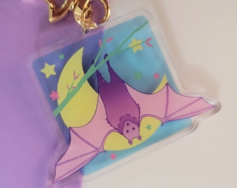 Moonlight Purple Bat Keychain