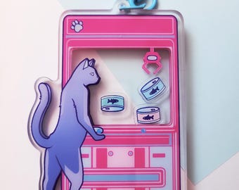 Kitty Claw Machine Shaker Keychain